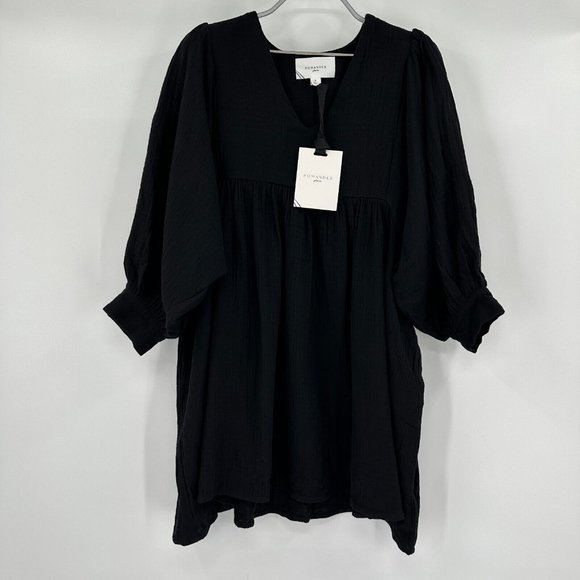 Pomander Place by Tuckernuck Black Gauze Millie Dress sz S Mini Length Swing - Picture 1 of 9